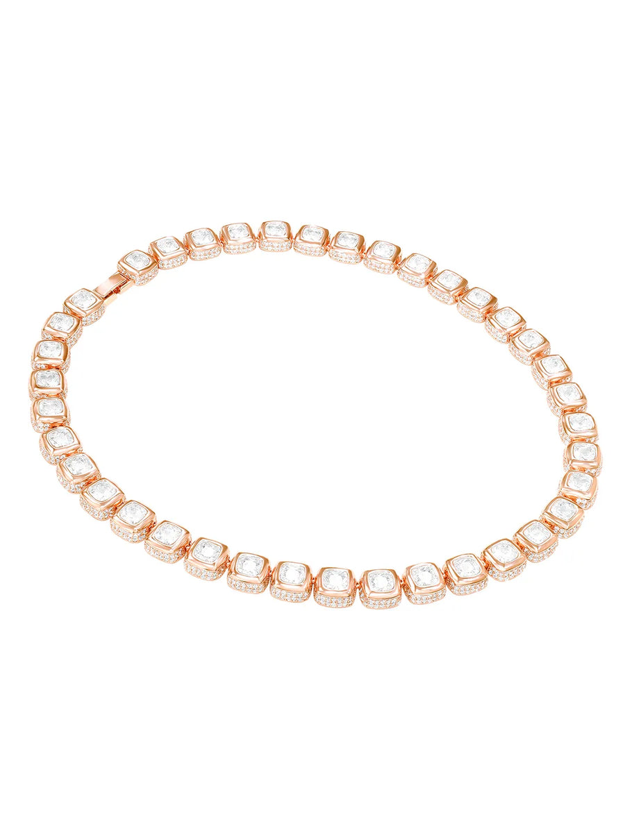 Peora Crystal Tennis Necklace Set - Rose Gold