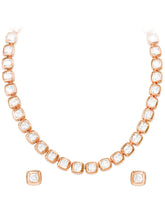Peora Crystal Tennis Necklace Set - Rose Gold