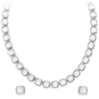 Peora Crystal Tennis Necklace Set - Silver