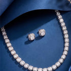 Peora Crystal Tennis Necklace Set - Silver