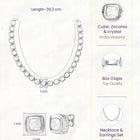 Peora Crystal Tennis Necklace Set - Silver