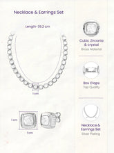 Peora Crystal Tennis Necklace Set - Silver