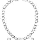 Peora Crystal Tennis Necklace Set - Silver