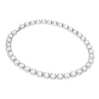 Peora Crystal Tennis Necklace Set - Silver