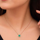 Peora Round Emerald Necklace Set - Rose Gold