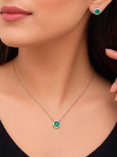 Peora Round Emerald Necklace Set - Rose Gold