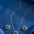 Peora Round Emerald Necklace Set - Rose Gold