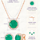 Peora Round Emerald Necklace Set - Rose Gold