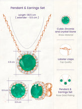 Peora Round Emerald Necklace Set - Rose Gold