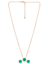 Peora Round Emerald Necklace Set - Rose Gold
