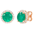 Peora Round Emerald Necklace Set - Rose Gold