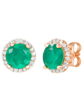 Peora Round Emerald Necklace Set - Rose Gold