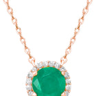Peora Round Emerald Necklace Set - Rose Gold
