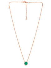 Peora Round Emerald Necklace Set - Rose Gold