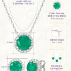 Peora Round Emerald Necklace Set - Silver