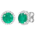 Peora Round Emerald Necklace Set - Silver