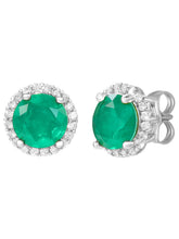 Peora Round Emerald Necklace Set - Silver