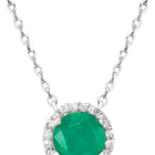 Peora Round Emerald Necklace Set - Silver