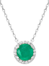 Peora Round Emerald Necklace Set - Silver