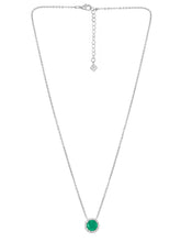 Peora Round Emerald Necklace Set - Silver