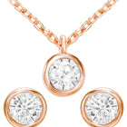 Peora Solitaire Crystal Necklace Set - Rose Gold