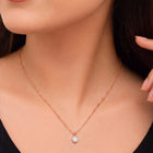Peora Solitaire Crystal Necklace Set - Rose Gold