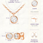 Peora Solitaire Crystal Necklace Set - Rose Gold