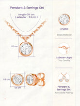 Peora Solitaire Crystal Necklace Set - Rose Gold
