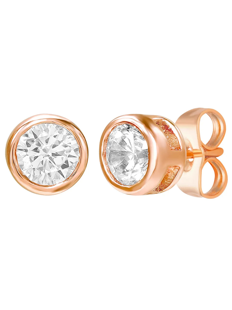 Peora Solitaire Crystal Necklace Set - Rose Gold