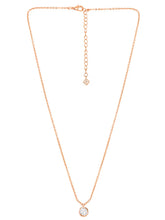 Peora Solitaire Crystal Necklace Set - Rose Gold