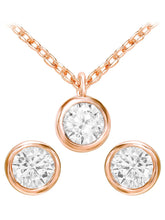 Peora Solitaire Crystal Necklace Set - Rose Gold
