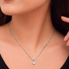 Peora Solitaire Crystal Necklace Set - Silver