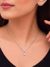 Peora Solitaire Crystal Necklace Set - Silver