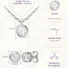 Peora Solitaire Crystal Necklace Set - Silver