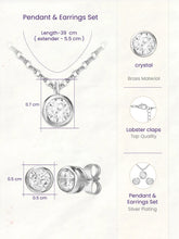 Peora Solitaire Crystal Necklace Set - Silver