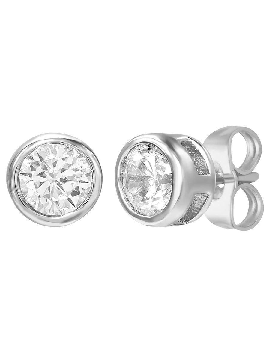 Peora Solitaire Crystal Necklace Set - Silver
