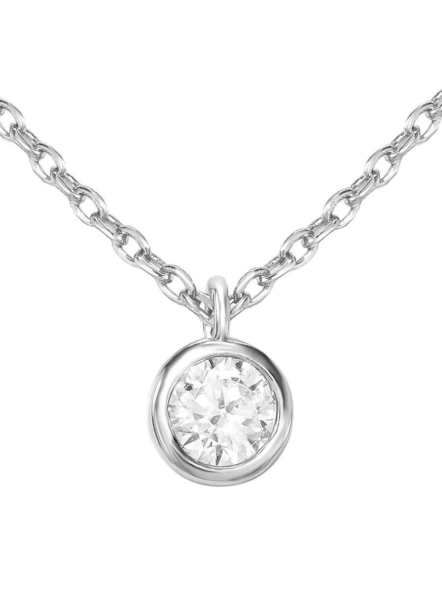 Peora Solitaire Crystal Necklace Set - Silver