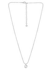 Peora Solitaire Crystal Necklace Set - Silver