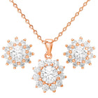 Peora Floral CZ Necklace Set - Rose Gold