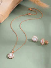 Peora Floral CZ Necklace Set - Rose Gold