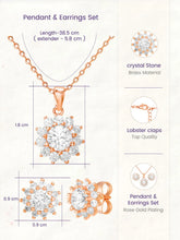 Peora Floral CZ Necklace Set - Rose Gold