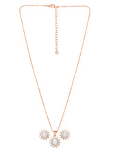 Peora Floral CZ Necklace Set - Rose Gold