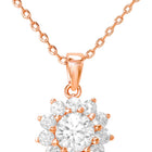 Peora Floral CZ Necklace Set - Rose Gold