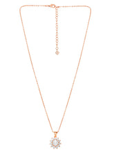 Peora Floral CZ Necklace Set - Rose Gold