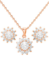 Peora Floral CZ Necklace Set - Rose Gold