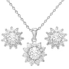 Peora Floral CZ Necklace Set - Silver