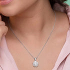 Peora Floral CZ Necklace Set - Silver
