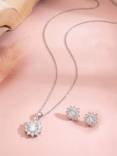 Peora Floral CZ Necklace Set - Silver