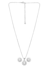 Peora Floral CZ Necklace Set - Silver