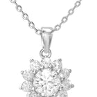 Peora Floral CZ Necklace Set - Silver